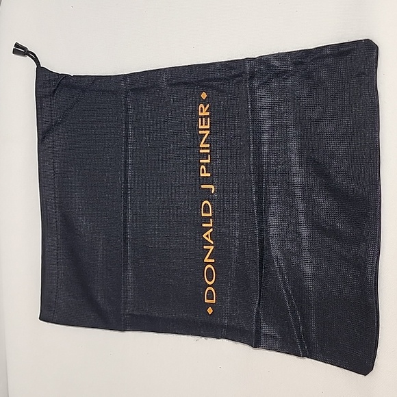 Donald J. Pliner Handbags - Donald J. Pliner black and goldtone writing dust bag with drawstring